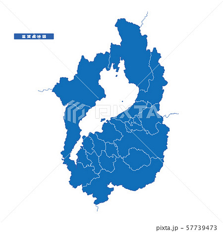 滋賀県地図 シンプル青 市区町村のイラスト素材