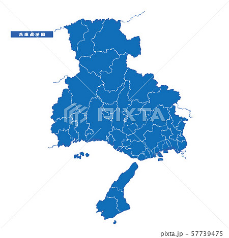 兵庫県地図 シンプル青 市区町村 兵庫県地図 シンプル青 市区町村 57739475