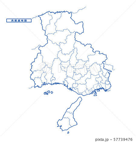 兵庫県地図 シンプル白地図 市区町村のイラスト素材