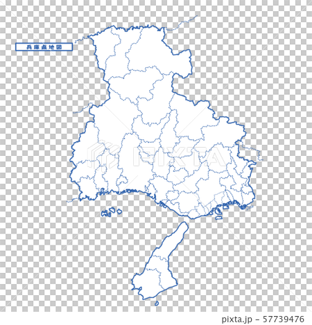 兵庫県地図 シンプル白地図 市区町村のイラスト素材