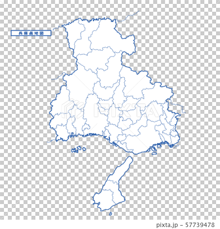 兵庫県地図 シンプル白地図 市区町村のイラスト素材