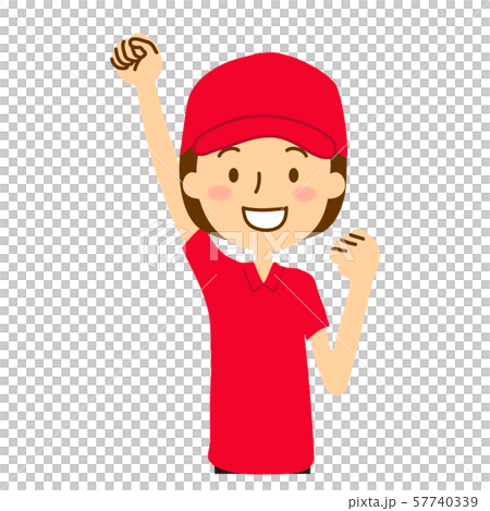 Hat polo shirt woman bob hair red 57740339