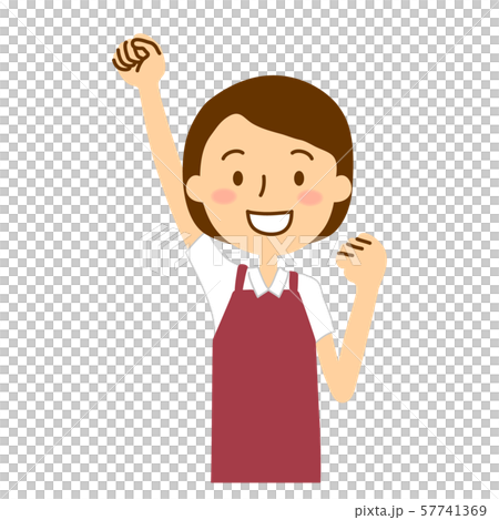 Apron polo shirt women bob hair dark red white Apron polo shirt women bob hair dark red white 57741369