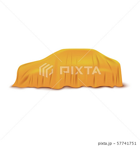 Car or automobile covered with cloth 3d realistic vector illustration isolated. 57741751