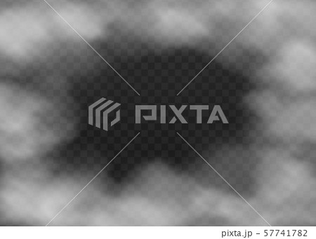 Smoke cloud fog frame isolated on dark transparent background 57741782
