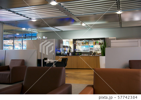 NUERMBERG, GERMANY - JAN 20th, 2017: airport interior, airport Lufthansa senator lounge with leather 57742384