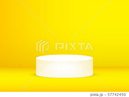 Empty podium studio yellow background for product display with copy space. Showroom shoot render. Banner background for advertise product. Empty podium studio yellow background for product display with copy space. Showroom shoot render. Banner background for advertise product. 57742450