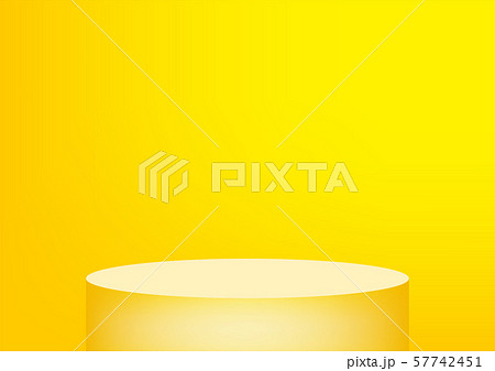 Empty podium studio yellow background for product display with copy space. Showroom shoot render. Banner background for advertise product. 57742451