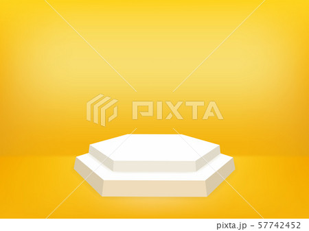 Empty podium studio orange background for product display with copy space. Showroom shoot render. Banner background for advertise product. Empty podium studio orange background for product display with copy space. Showroom shoot render. Banner background for advertise product. 57742452