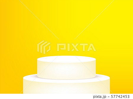 Empty podium studio yellow background for product display with copy space. Showroom shoot render. Banner background for advertise product. 57742453