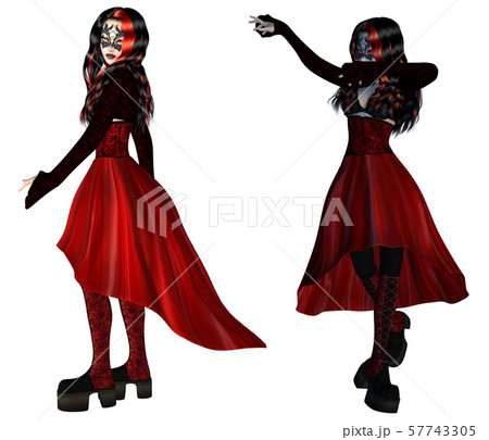 Gothic woman in red dress 57743305