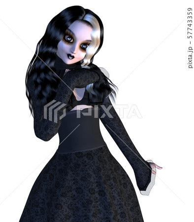 Girl in black gothic dress 57743359