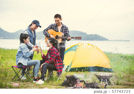 Group of Asian friendship clinking drinking bottle 57743725