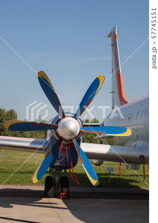 A colorful airplane valve - an outdoors airplane exposition A colorful airplane valve - an outdoors airplane exposition 57745151