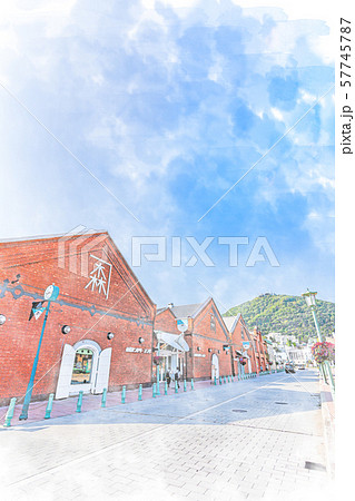 北海道の夏 函館 早朝の金森赤レンガ倉庫 57745787