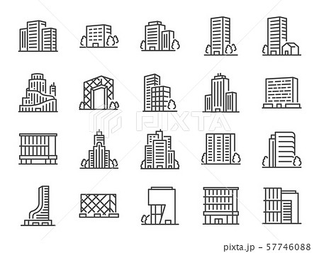 Building line icon set. 57746088