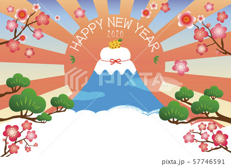 2020年年賀状 鏡餅富士 チーズのせ 2020年年賀状 鏡餅富士 チーズのせ 57746591