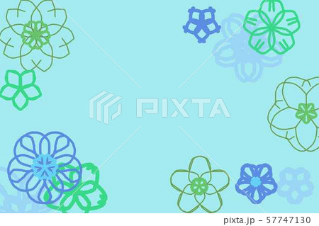 和風花柄カード　水色１ 57747130