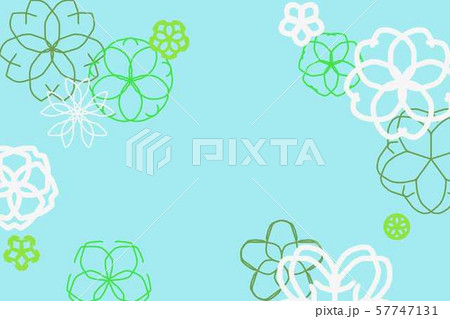 和風花柄カード　水色２ 57747131