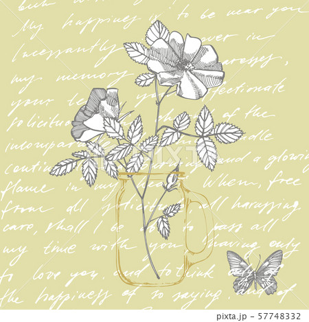 Wild rose flowers drawing and sketch illustrations. Decorative floral set for fabric, textile Wild rose flowers drawing and sketch illustrations. Decorative floral set for fabric, textile 57748332