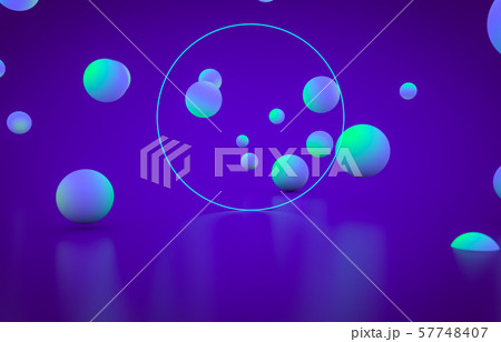 Futuristic geometric shape empty stage with glowing neon color. Abstract 3d render background. 57748407
