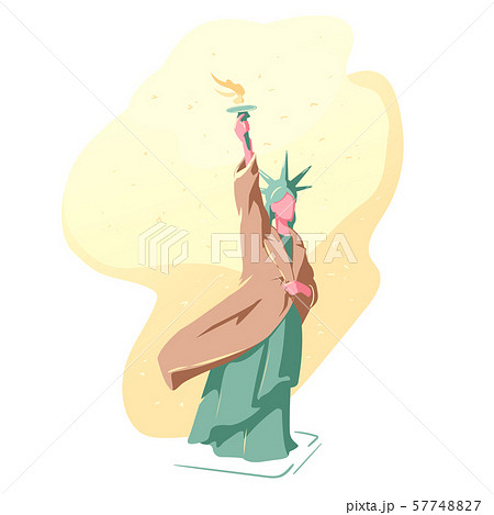 Coat drive project. Statue of Liberty in the winter in a coat. Warm snow background in New York Coat drive project. Statue of Liberty in the winter in a coat. Warm snow background in New York 57748827