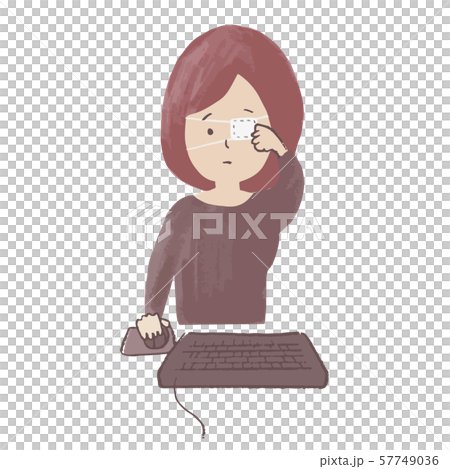 体調不良　眼帯をした目もらいの女性 57749036