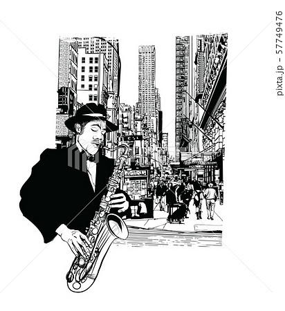 Jazz Saxophonist In New Yorkのイラスト素材