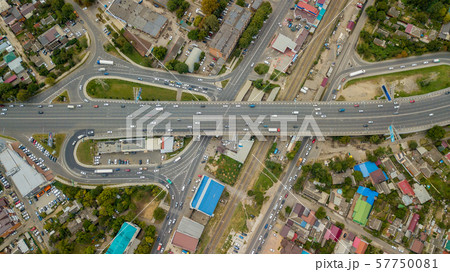 Drones Eye View - abstract road traffic jam top view, transportation concept 57750081