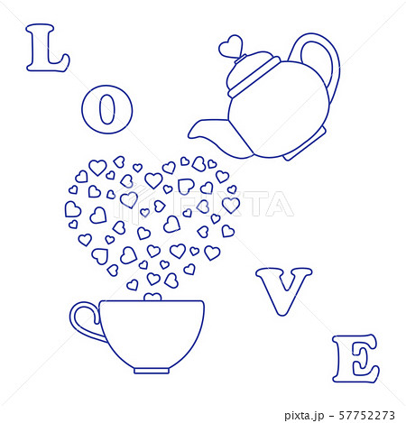Greeting card Valentine's Day Teapot, cup, hearts 57752273
