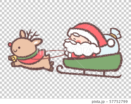 Santa Reindeer Sleigh No Sign Stock Illustration