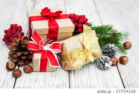 christmas gift box and decorations 57754130