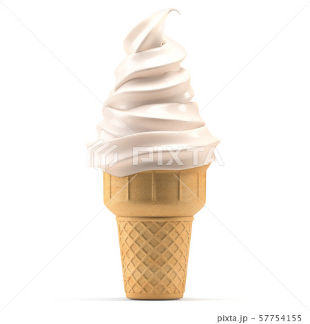 Soft serve ice cream in waffle cone isolated on 57754155