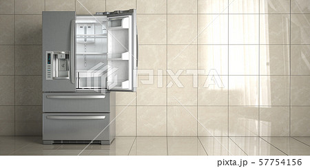 Side by side stainless steel refrigerator on white 57754156