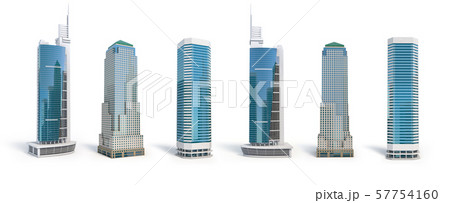 Set of different skyscraper buildings isolated on 57754160