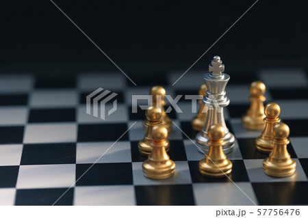 Chessman in silver was surrounded by a golden 57756476