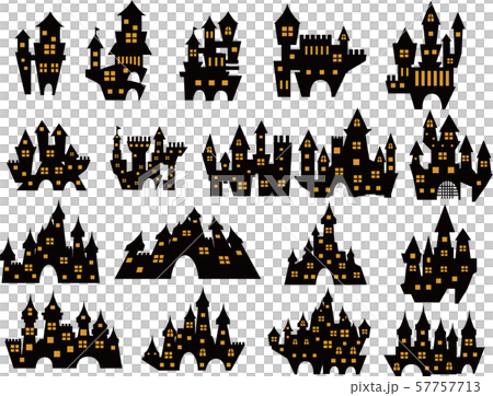ハロウィン お城 シルエット イラスト 素材のイラスト素材