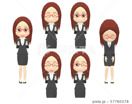 【成功 失敗】 女性A スーツ 正面 57760378