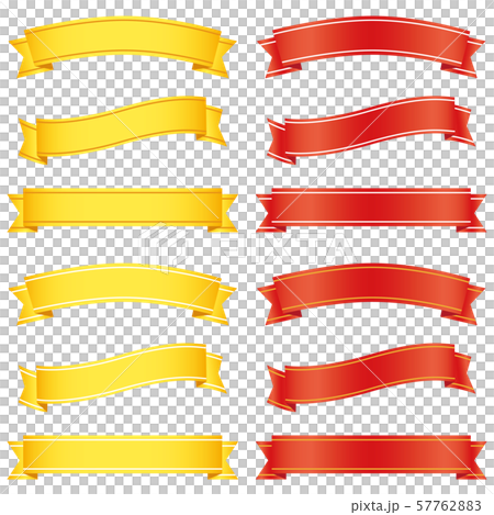 Red and gold ribbon illustration set 57762883