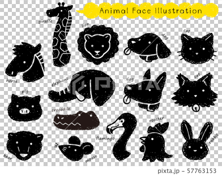 手繪動物臉插圖集 57763153