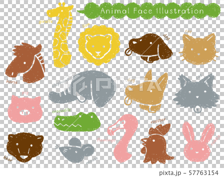 手繪動物臉插圖集 57763154