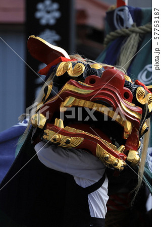 石岡のお祭り、獅子頭の舞 関東三大祭りの写真素材 [57763187] - PIXTA