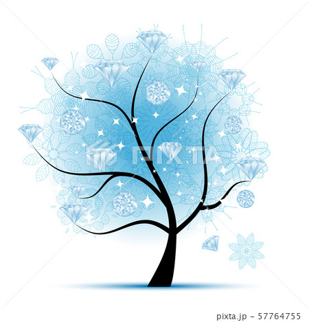 Winter tree with diamonds for your design Winter tree with diamonds for your design 57764755