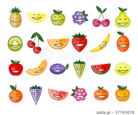 Funny fruit characters smiling for your design Funny fruit characters smiling for your design 57765076