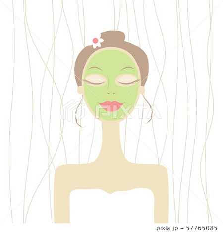 Pretty woman with cosmetic mask on face Pretty woman with cosmetic mask on face 57765085