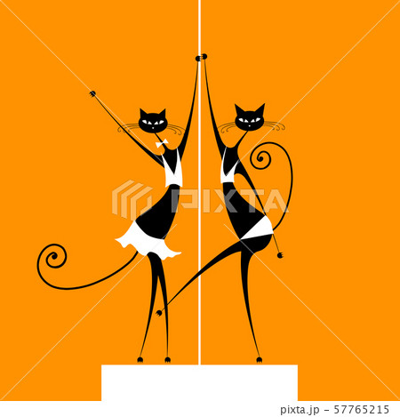 Graceful cats dancing, vector illustration for Graceful cats dancing, vector illustration for 57765215