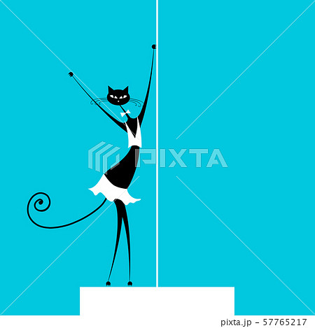 Graceful cat dancing, vector illustration for your Graceful cat dancing, vector illustration for your 57765217