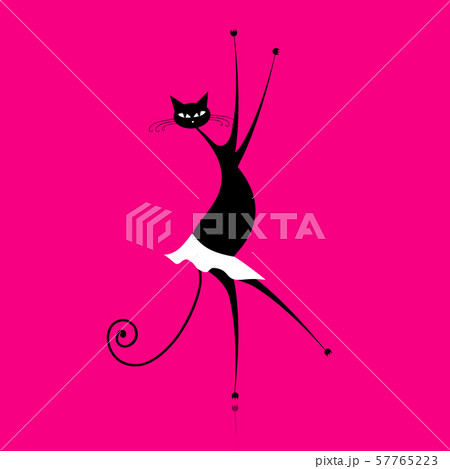 Graceful cat dancing, vector illustration for your Graceful cat dancing, vector illustration for your 57765223
