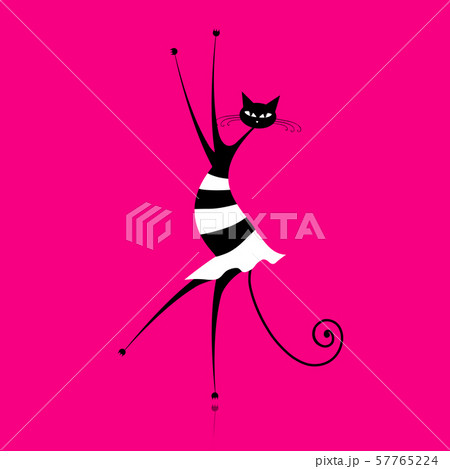 Graceful cat dancing, vector illustration for your Graceful cat dancing, vector illustration for your 57765224