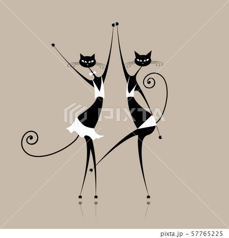 Graceful cats dancing, vector illustration for Graceful cats dancing, vector illustration for 57765225